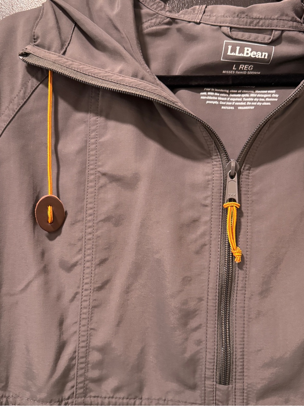 L.L. Bean Misses Two-Tone Hooded Pullover Jacket - Gray & Aqua - Picture 3 of 6